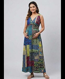 Women cotton nursing maxi dress