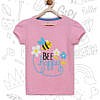 Bio washed bee happy printed pink t shirt for girls