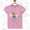 Bio washed bee happy printed pink cotton t shirt for girls