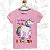 Bio washed unicorn print pink T Shirt for girls
