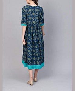 Maternity Cotton Dress Blue