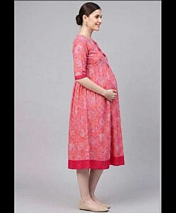 Maternity Cotton Dress Pink