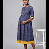 Blue Bandhej print maternity wear cotton dress