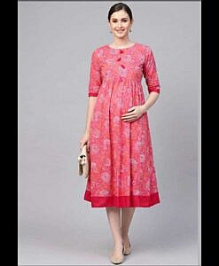 Maternity Cotton Dress Pink
