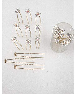 Stone flower juda u pins for women (Golden)
