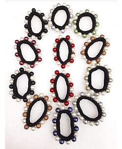 Color blocked pearl black hair tie hair accessory for women girls