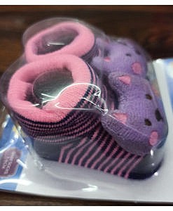 Cotton baby booties with grip