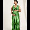 Green and Yellow maternity wear long maxi dress
