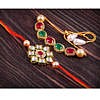 Designer multicolour kundan rakhi with stones bracelet rakhi set pack of 2