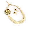 Rhodium layered beads necklace with earrings set