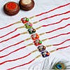 Multicolor square flower with leaf stones and beads rakhi