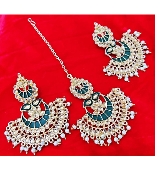 Trending stylish mangtika & earrings set for women Jewellery Set-sgquangbinhtourist.com.vn