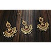 Red gold plated imitation pearl, stones, antique mangtika with earrings set.