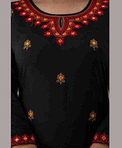 Black heavy rayon embroidered long women kurta