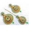 Light green imitation pearl stones mangtika earrings set
