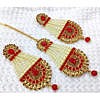 Red imitation pearl and stones mangteeka with earrings set