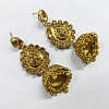 Long golden earrings jhumka with golden stones
