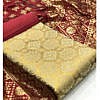 Golden banarsi woven design unstitched dress material