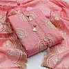 Peach pink semi modal embroidered unstitched dress material