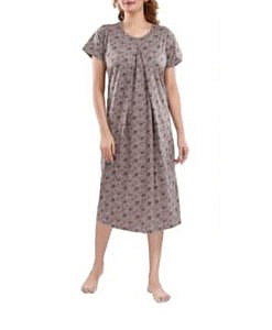 Grey hosiery round neck short feeding nighty