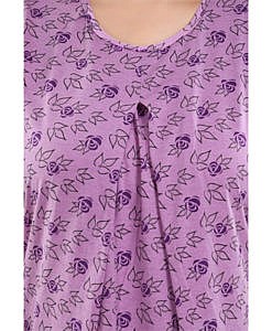 Purple hosiery round neck short feeding nighty