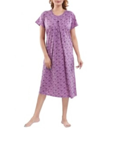 Purple hosiery round neck short feeding nighty