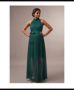 Bottle Green maternity party wear maternity photo shoot dress