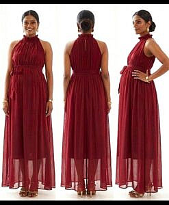 Red maternity party wear maternity photo shoot dress