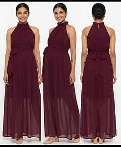 Dark Purple maternity party wear photo shoot dress