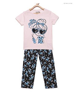 Be Cool graphic print cotton top bottom set for girls