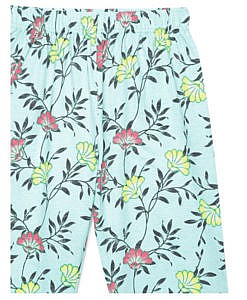 Sea green flower print cotton leggings for girls