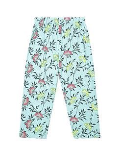 Sea green flower print cotton leggings for girls