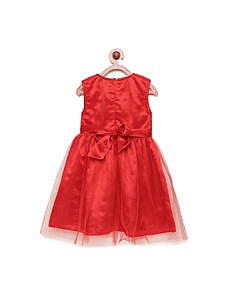 Red party wear girls frock with sequence