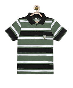 Olive green and black collar t shirt for boys