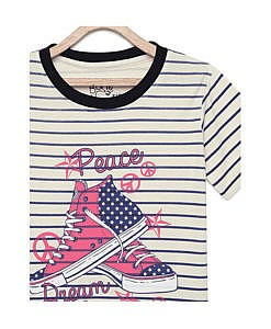 Girls Graphic print off white T Shirt