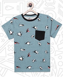 Boys Penguin print short sleeves T shirt