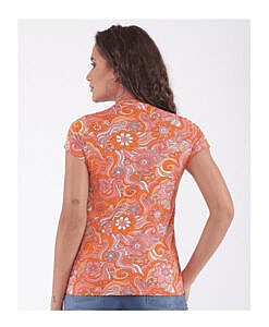 Orange printed women cotton t-shirt