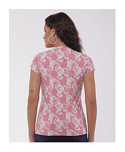 Pink feather women cotton t-shirt