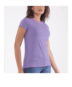 Pink and blue striped cotton t shirt