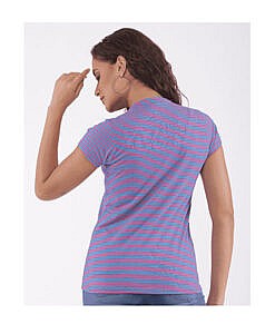 Pink and blue striped cotton t shirt