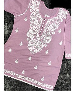 Maslin cotton Chikan short Kurta