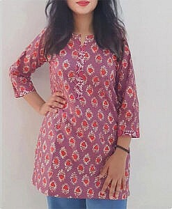 Soft sustainable cotton short kurti purple