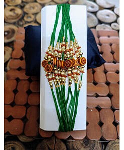 Om bead dark green dhaga rakhi