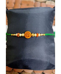 Om bead dark green dhaga rakhi