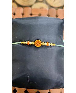 Om bead light green dhaga rakhi