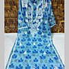 Blue kota leaf print chikan hand embroidered long kurta