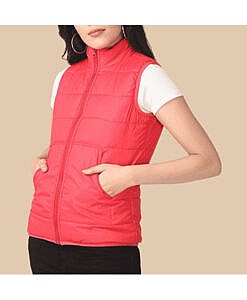 Red sleeveless women jacket