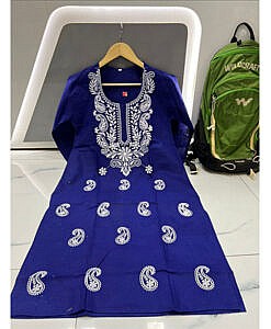 Royal blue chikan embroidery kurti