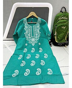 Pastel green chikan embroidery kurti