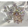 Purple shine crystal flower bunch hair comb